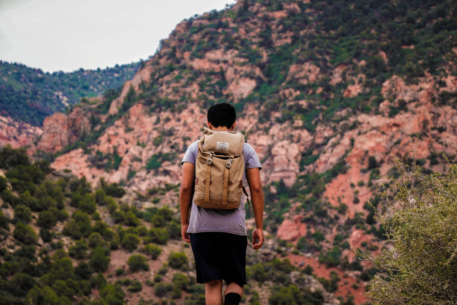 Traveler Hiking in Atlas Mountains