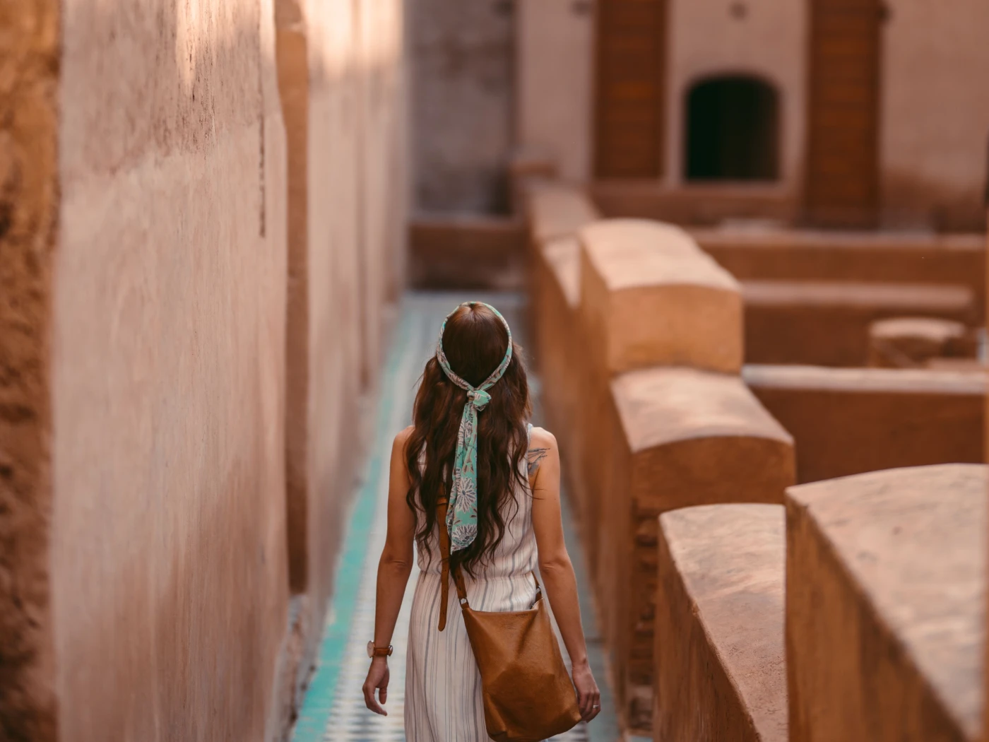 Traveler in El Badii Palace