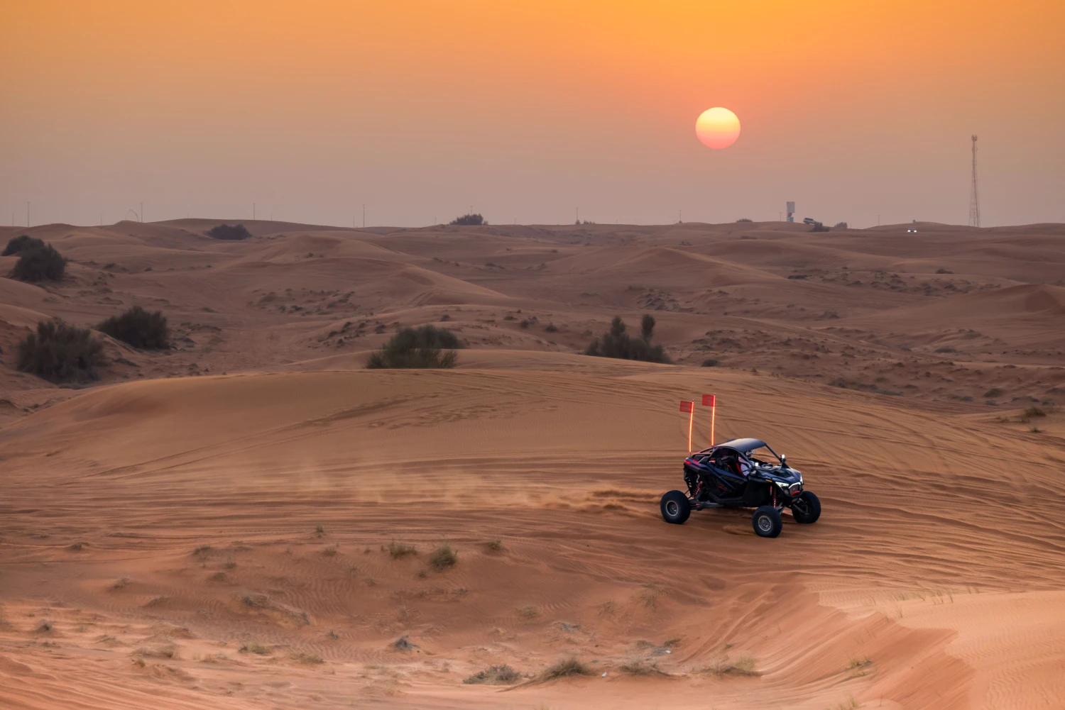 Buggy biking at Sunset in the Merzouga Desert