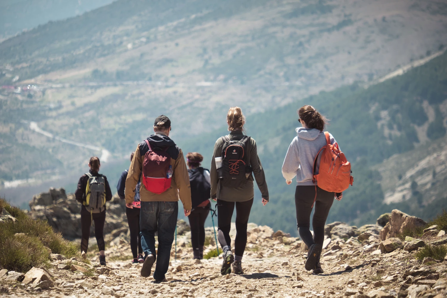 Group of Travelers Hike on Atlas Mountains