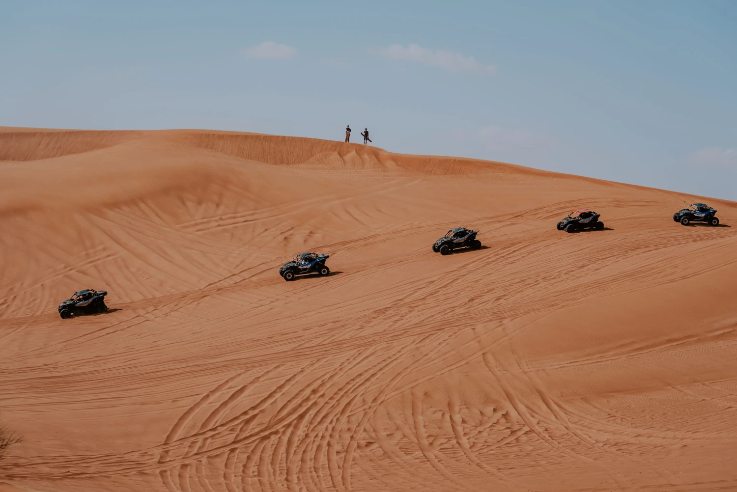 Group of Travelers bike buggy in the Merzouga Dunes