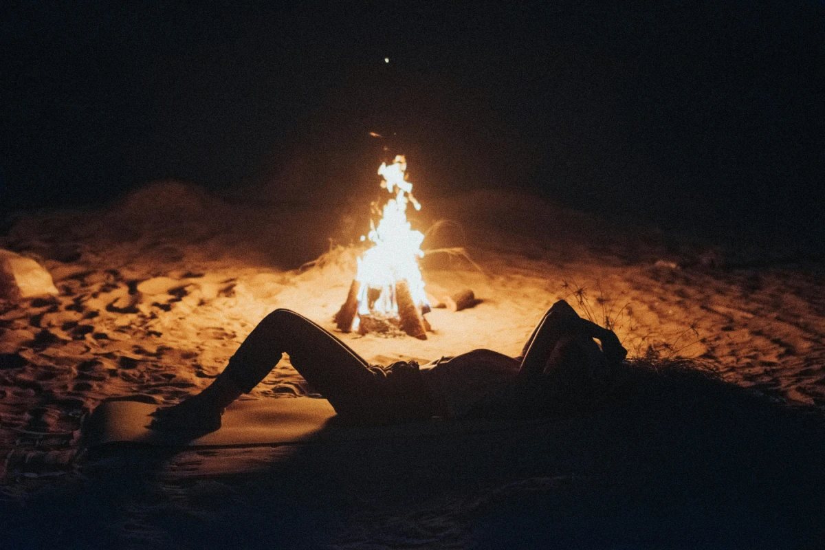 VoyageMorocco Traveler relaxed near the Desert Camp Fire